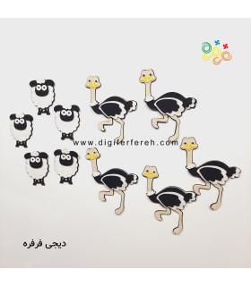 پک عروسک گوسفند و شترمرغ مگنتی - سایز کوچکتر