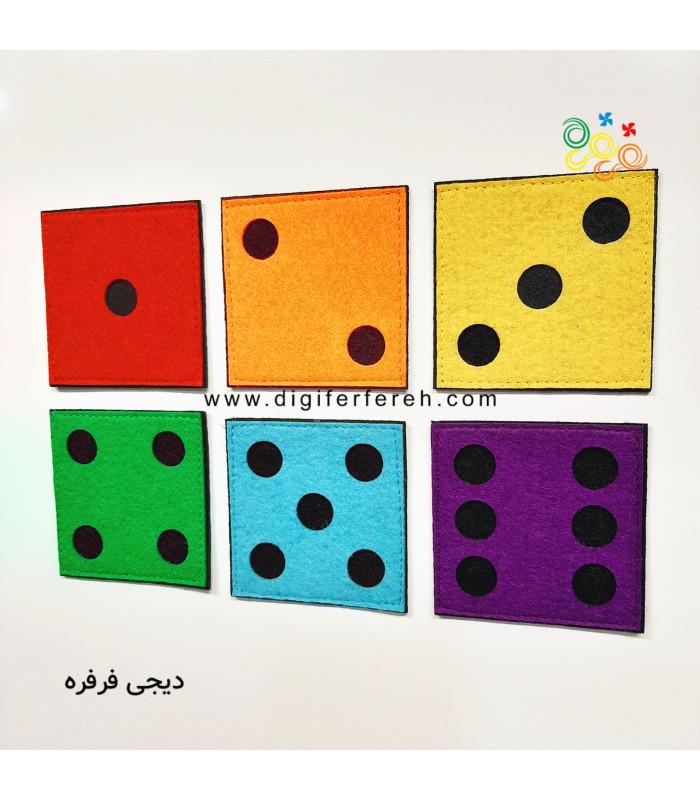 فلش کارت رنگی 0 تا 6 تاس