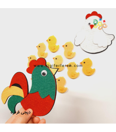 پک مرغ و خروس 10 سانتی و جوجه های 5 سانتی