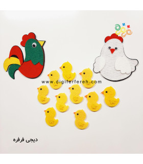 پک مرغ و خروس 10 سانتی و جوجه های 5 سانتی