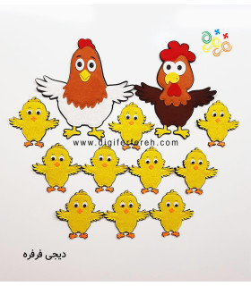 پک مرغ و خروس 20 سانتی و جوجه 10 سانتی