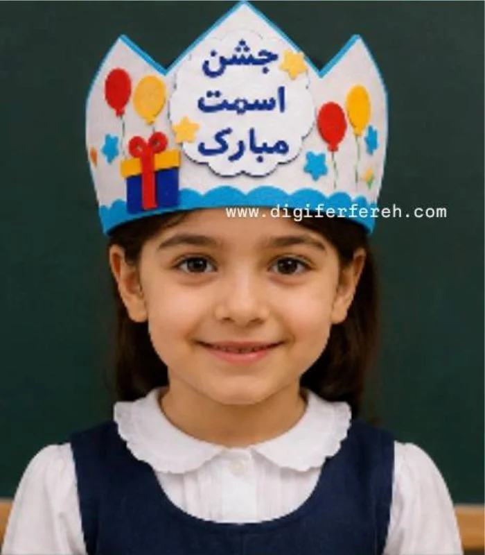 تاج جشن اسم با تم بادکنک